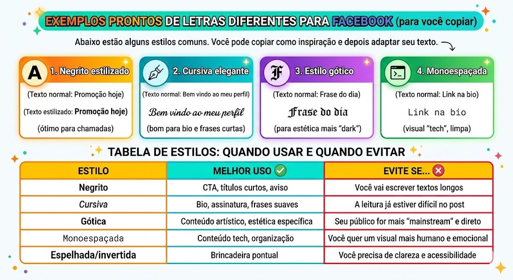 Exemplos prontos de letras diferentes para Facebook (para você copiar)